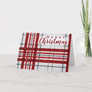 Frohe Weihnachtsschrift Kariert Red Gray Pattern Feiertagskarte