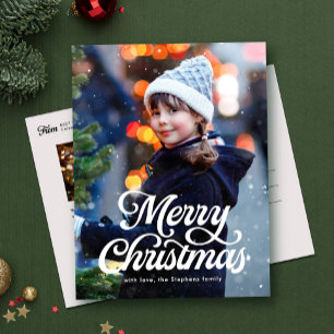 Frohe Weihnachtsschrift Klassik zwei Foto Feiertagspostkarte
