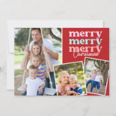 Frohe Weihnachtsschrift Moderne Grüne Drei Foto (Vorderseite)