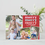 Frohe Weihnachtsschrift Moderne Grüne Drei Foto (Stehend Vorderseite)
