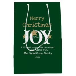 Frohe Weihnachtsschrift Name Rustic Green Chic Mittlere Geschenktüte