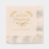 Frohe Weihnachtsschrift Personalisierter Firmennam Servietten Mit Folie (Vorderseite)