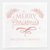 Frohe Weihnachtsschrift Personalisierter Firmennam Servietten Mit Folie (Vorderseite)