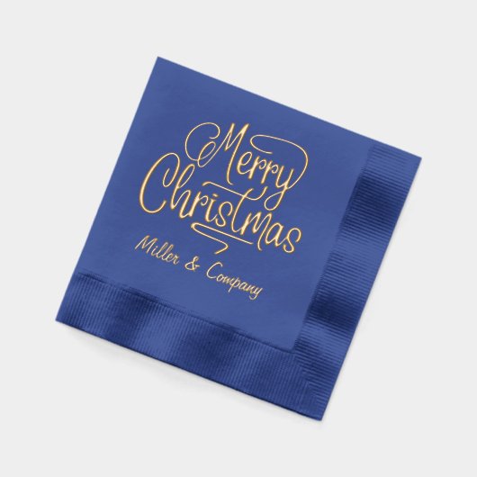 Frohe Weihnachtsschrift Personalisierter Firmennam Servietten Mit Folie (Links)