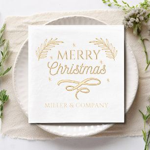Frohe Weihnachtsschrift Personalisierter Firmennam Servietten Mit Folie