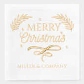 Frohe Weihnachtsschrift Personalisierter Firmennam Servietten Mit Folie (Vorderseite)