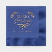Frohe Weihnachtsschrift Personalisierter Firmennam Servietten Mit Folie (Vorderseite)