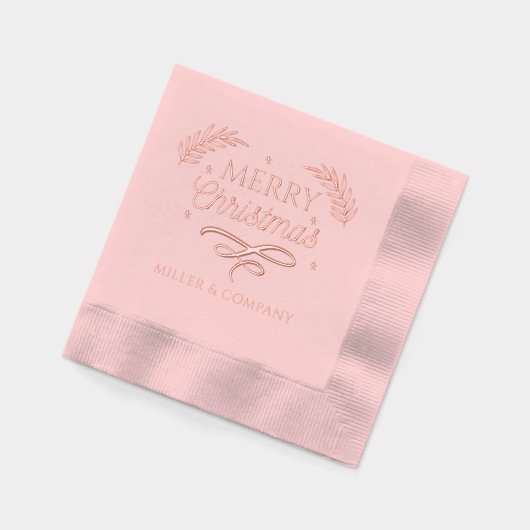 Frohe Weihnachtsschrift Personalisierter Firmennam Servietten Mit Folie (Links)