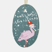 Frohe Weihnachtsschrift Pink Flamingo Tropical Keramik Ornament (Links)