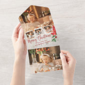 Frohe Weihnachtsschrift, Poinsettia, rustikale 4-F All In One Einladung (Abreißen)