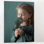 Frohe Weihnachtsschrift, Poinsettia, rustikale 4-F Dreifach Gefaltete Karte (Innen Erste Seite)