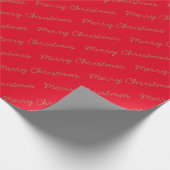 Frohe Weihnachtsschrift Red and Gold Wrapping Pape Geschenkpapier (Ecke)