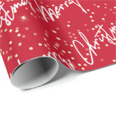 Frohe Weihnachtsschrift Red White Gold Confetti Geschenkpapier (Rolleneckpunkt)