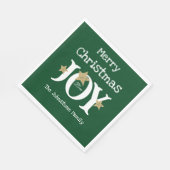 Frohe Weihnachtsschrift Rustikales Grünbuch Party Serviette (Ecke)
