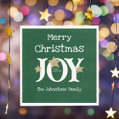 Frohe Weihnachtsschrift Rustikales Grünbuch Party Serviette