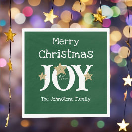 Frohe Weihnachtsschrift Rustikales Grünbuch Party Serviette