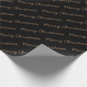 Frohe Weihnachtsschrift Schwarz und Gold Geschenkpapier (Ecke)