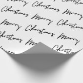Frohe Weihnachtsschrift Schwarz-weißer Minimalismu Geschenkpapier (Ecke)