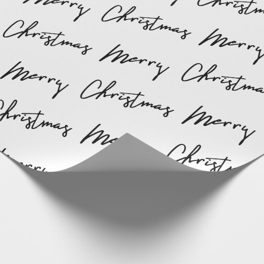Frohe Weihnachtsschrift Schwarz-weißer Minimalismu Geschenkpapier (Ecke)
