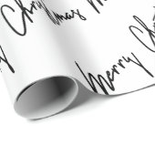 Frohe Weihnachtsschrift Schwarz-weißer Minimalismu Geschenkpapier (Rolleneckpunkt)