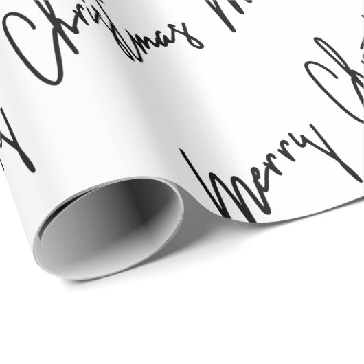 Frohe Weihnachtsschrift Schwarz-weißer Minimalismu Geschenkpapier (Rolleneckpunkt)