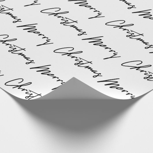 Frohe Weihnachtsschrift Schwarz-weißer Minimalismu Geschenkpapier (Ecke)