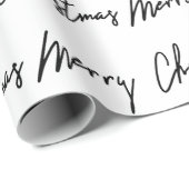Frohe Weihnachtsschrift Schwarz-weißer Minimalismu Geschenkpapier (Rolleneckpunkt)