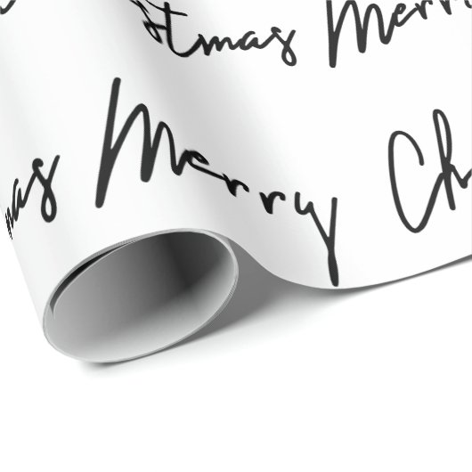 Frohe Weihnachtsschrift Schwarz-weißer Minimalismu Geschenkpapier (Rolleneckpunkt)
