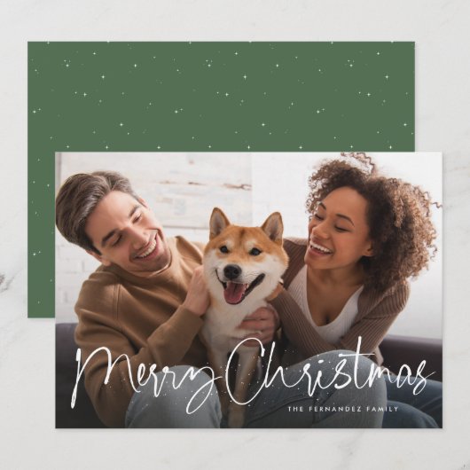 Frohe Weihnachtsschrift Spaß einfach ein Foto Feiertagskarte (Vorne/Hinten)