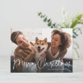 Frohe Weihnachtsschrift Spaß einfach ein Foto Feiertagskarte (Stehend Vorderseite)