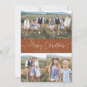 Frohe Weihnachtsschrift Terracotta Multi Foto Feiertagskarte (Vorderseite)