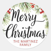 Frohe Weihnachtsschrift Typografie Runder Aufkleber (Vorderseite)