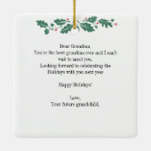 Frohe Weihnachtsschwangerschaft Ultrasound Foto Om Keramikornament (Rückseite)