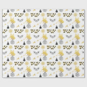 Frohe Weihnachtsschwarz, Gold mit Rentier, Bell WH Geschenkpapier (Flach)