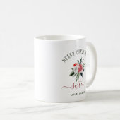 Frohe WeihnachtsSchwester | Hübsche Aquarellblume Kaffeetasse (VorderseiteRechts)