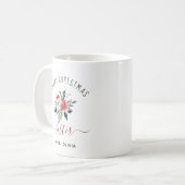 Frohe WeihnachtsSchwester | Hübsche Aquarellblume Kaffeetasse (Vorderseite Links)