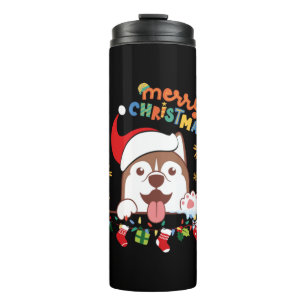 Frohe Weihnachtsshelties Magnet Thermosbecher