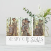 Frohe Weihnachtssignatur Multi Foto White Feiertagskarte (Stehend Vorderseite)