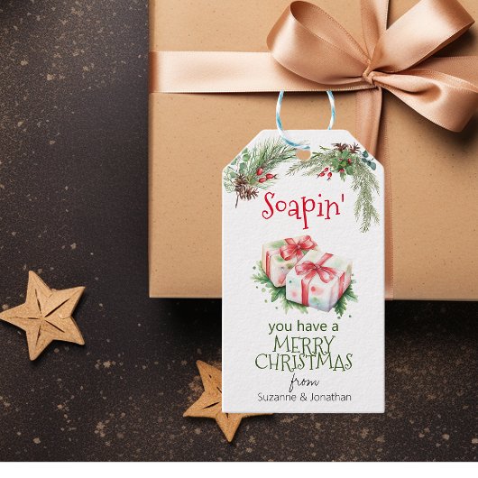 Frohe Weihnachtssoap Handmade Geschenkanhänger