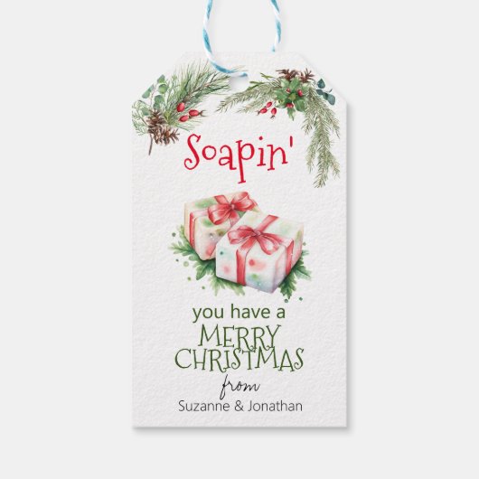 Frohe Weihnachtssoap Handmade Geschenkanhänger (Rückseite)