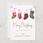 Frohe Weihnachtssocken Feiertagskarte (Vorderseite)