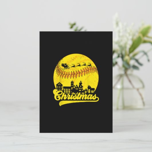 Frohe WeihnachtsSoftball Santa Elf Reindeer Baseba Einladung (Stehend Vorderseite)