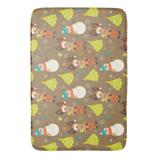 Frohe Weihnachtssohle und Schneemann Badematte (Vorderseite Vertikal)