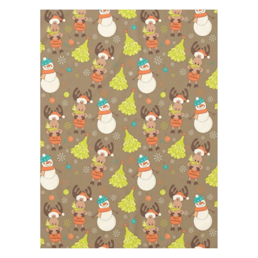 Frohe Weihnachtssohle und Schneemann Tischdecke (Vorderseite)