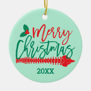 Frohe Weihnachtsspine Holly Chiropractic Keramik Ornament