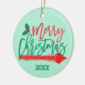 Frohe Weihnachtsspine Holly Chiropractic Keramik Ornament (Links)