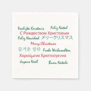 Frohe Weihnachtssprachen Text rot und grün Serviette