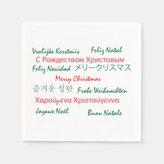 Frohe Weihnachtssprachen Text rot und grün Serviette