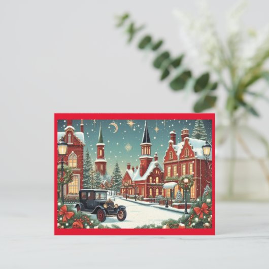 Frohe Weihnachtsstadt Feiertagspostkarte (Stehend Vorderseite)