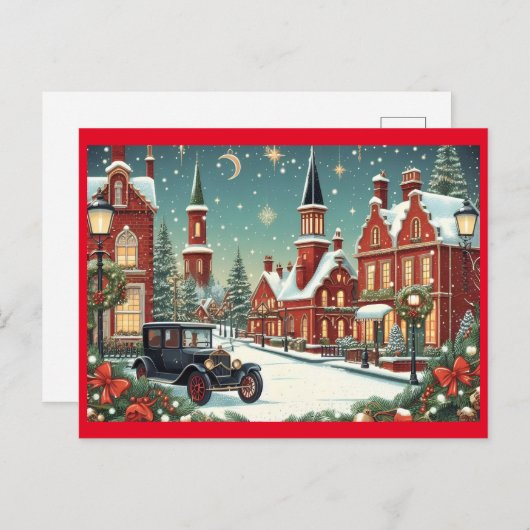 Frohe Weihnachtsstadt Feiertagspostkarte (Vorne/Hinten)